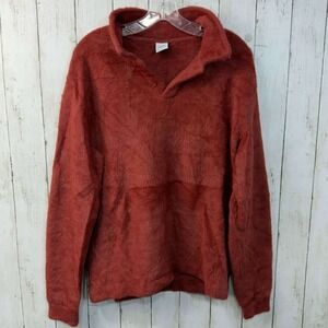 ZARA Women's Oversized Faux Mohair Pullover Sweater Rust Red Size L